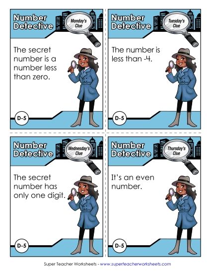 4th Grade - D5 - Negative Eight (Printable PDF Worksheet)