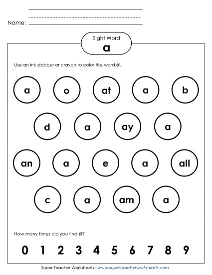 Dab or Color: A (Printable PDF Worksheet)