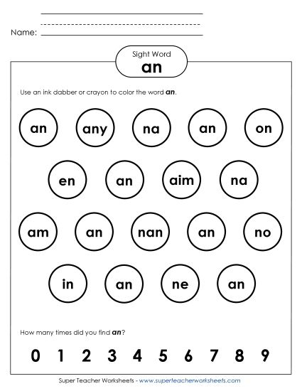 Dab or Color: An (Printable PDF Worksheet)