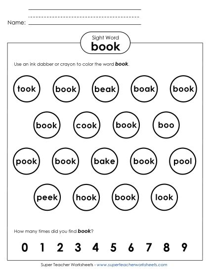 Dab or Color: Book (Printable PDF Worksheet)