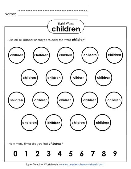Dab or Color: Children (Printable PDF Worksheet)
