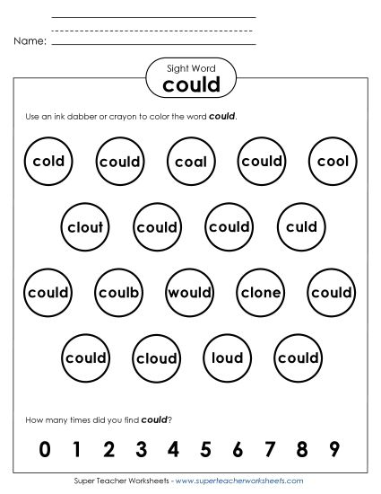 Dab or Color: Could (Printable PDF Worksheet)