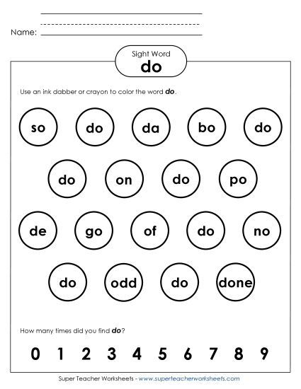 Dab or Color: Do (Printable PDF Worksheet)