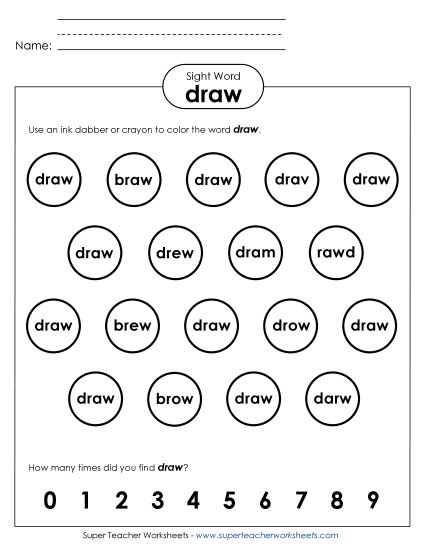 Dab or Color: Draw (Printable PDF Worksheet)
