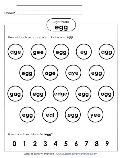 Dab or Color: Egg (Printable PDF Worksheet)