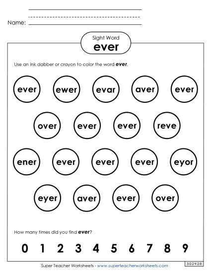 Dab or Color: Ever (Printable PDF Worksheet)