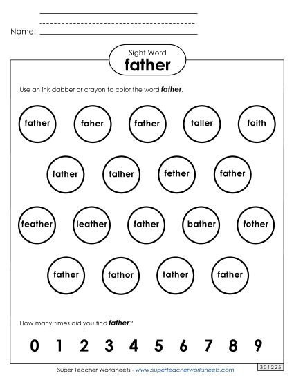 Dab or Color: Father (Printable PDF Worksheet)