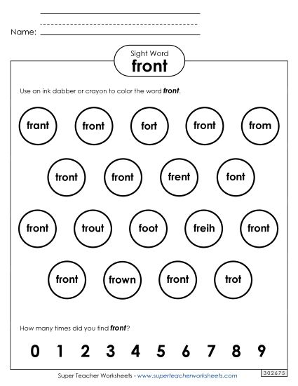 Dab or Color: Front (Printable PDF Worksheet)