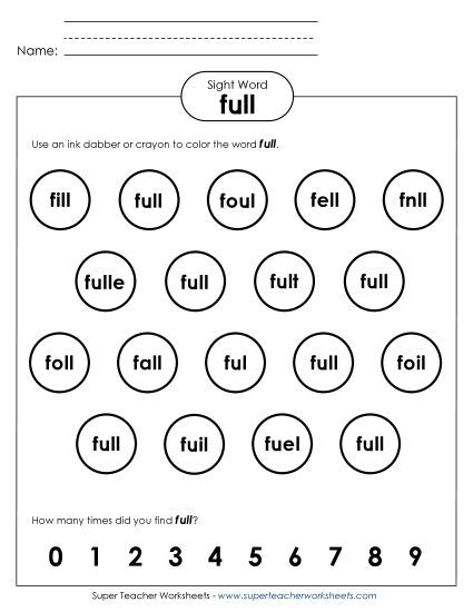 Dab or Color: Full (Printable PDF Worksheet)