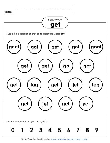 Dab or Color: Get (Printable PDF Worksheet)