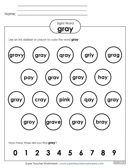 Dab or Color: Gray (Printable PDF Worksheet)