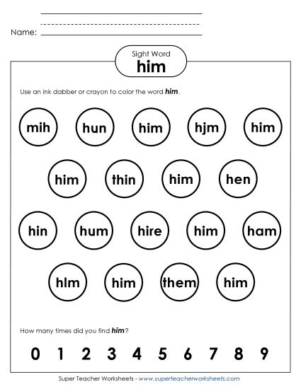 Dab or Color: Him (Printable PDF Worksheet)