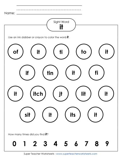 Dab or Color: It (Printable PDF Worksheet)