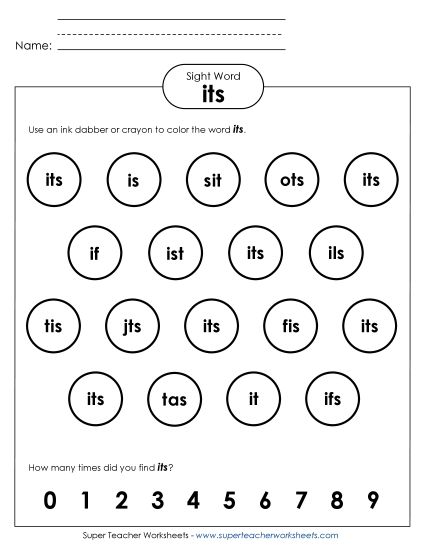Dab or Color: Its (Printable PDF Worksheet)