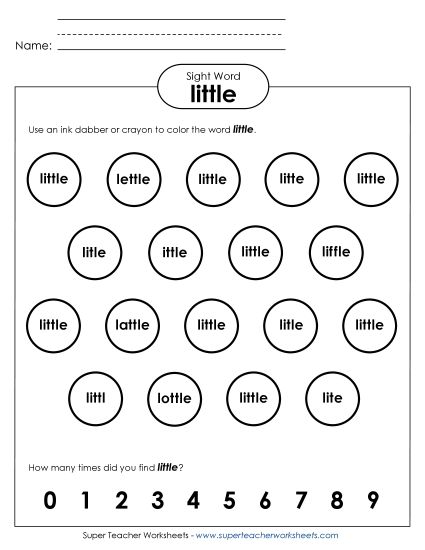 Dab or Color: Little (Printable PDF Worksheet)