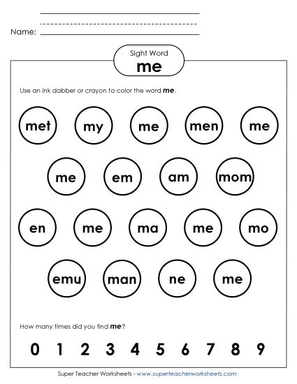 Dab or Color: Me (Printable PDF Worksheet)