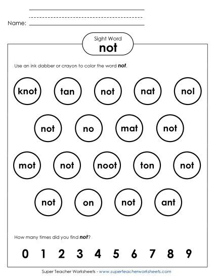 Dab or Color: Not (Printable PDF Worksheet)