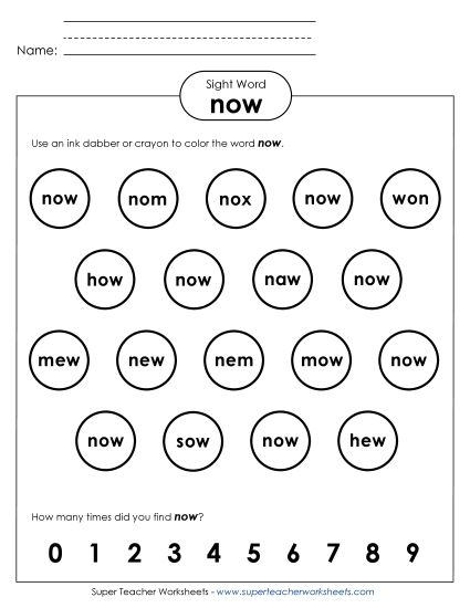 Dab or Color: Now (Printable PDF Worksheet)