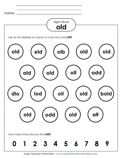 Dab or Color: Old (Printable PDF Worksheet)
