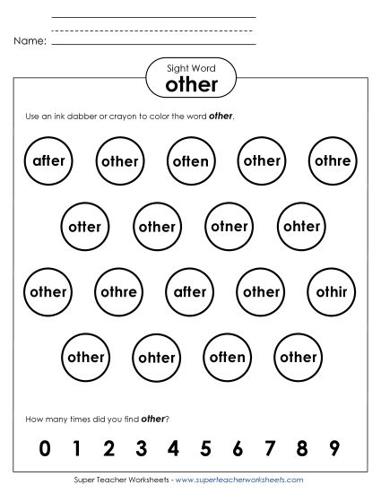 Dab or Color: Other (Printable PDF Worksheet)