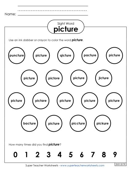 Dab or Color: Picture (Printable PDF Worksheet)
