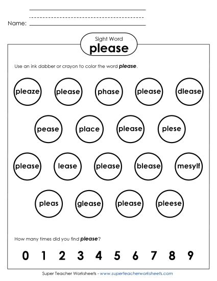 Dab or Color: Please (Printable PDF Worksheet)