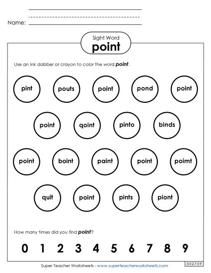 Dab or Color: Point (Printable PDF Worksheet)