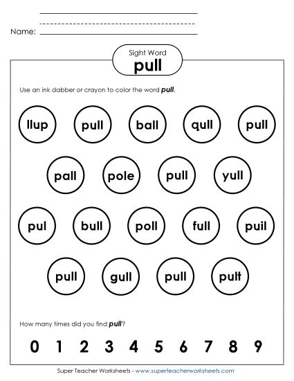 Dab or Color: Pull (Printable PDF Worksheet)