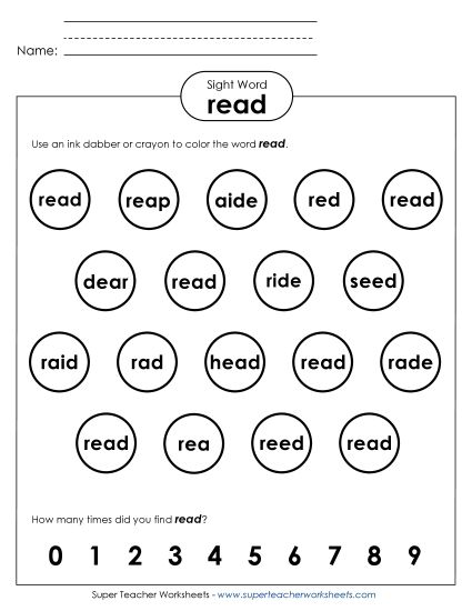 Dab or Color: Read (Printable PDF Worksheet)