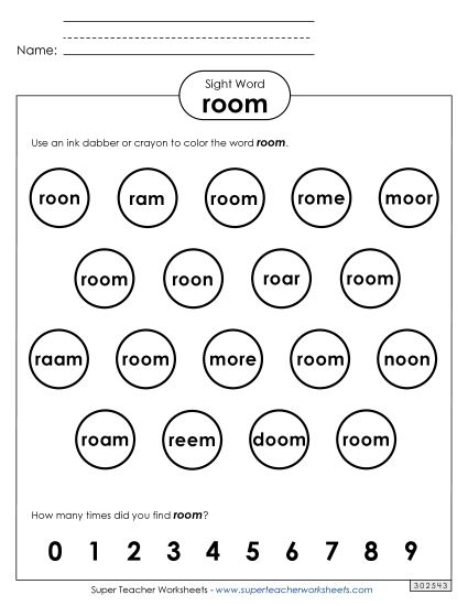 Dab or Color: Room (Printable PDF Worksheet)