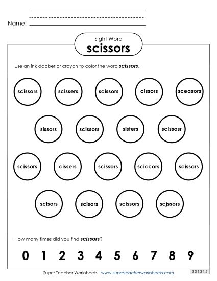 Dab or Color: Scissors (Printable PDF Worksheet)
