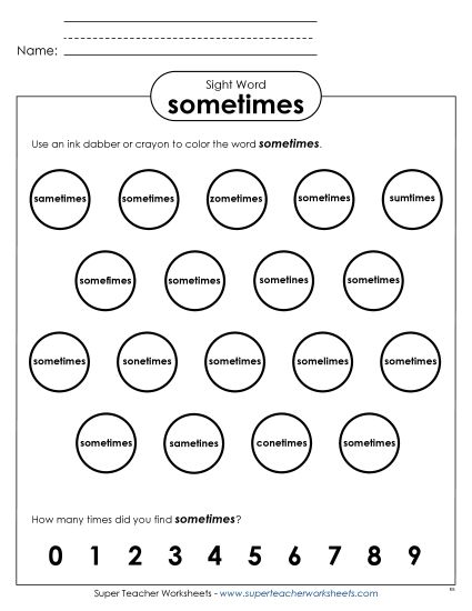 Dab or Color: Sometimes (Printable PDF Worksheet)