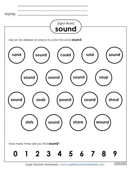 Dab or Color: Sound (Printable PDF Worksheet)