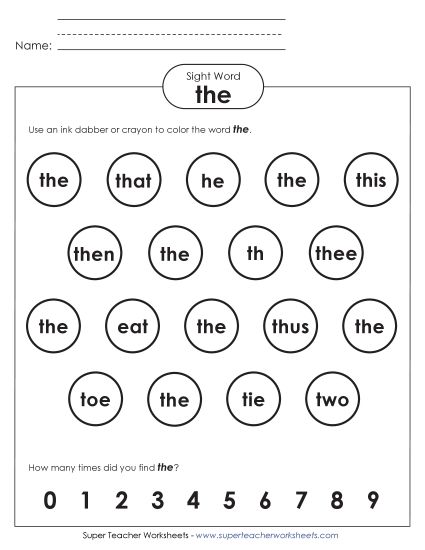 Dab or Color: The (Printable PDF Worksheet)