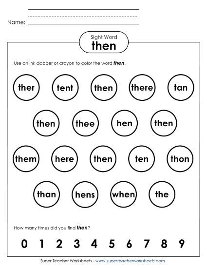 Dab or Color: Then (Printable PDF Worksheet)