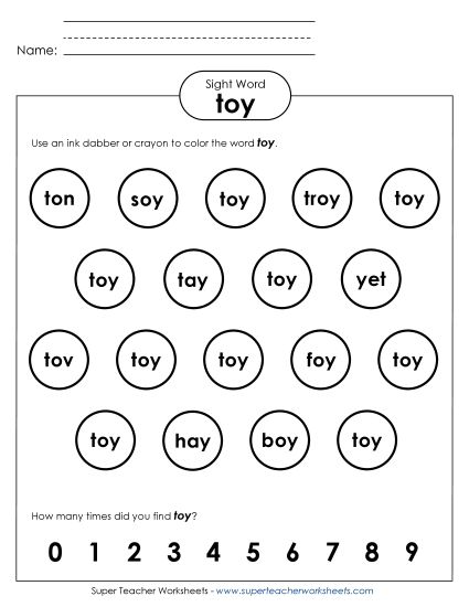 Dab or Color: Toy (Printable PDF Worksheet)
