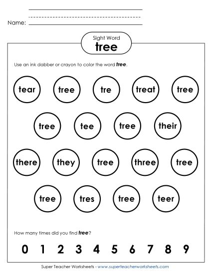 Dab or Color: Tree (Printable PDF Worksheet)