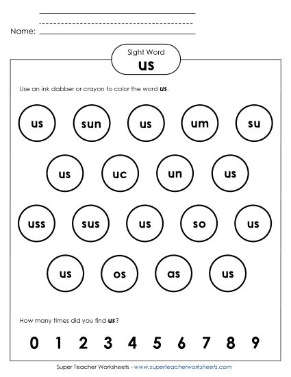 Dab or Color: Us (Printable PDF Worksheet)