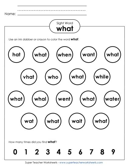 Dab or Color: What (Printable PDF Worksheet)