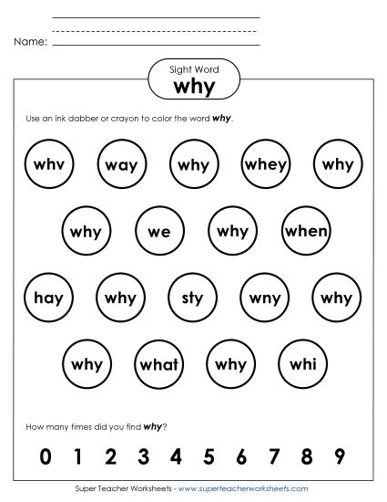 Dab or Color: Why (Printable PDF Worksheet)