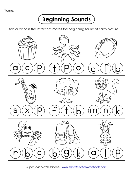 Dab the Letter Worksheets - Dab or Color Worksheet 1 (Printable PDF Worksheet)