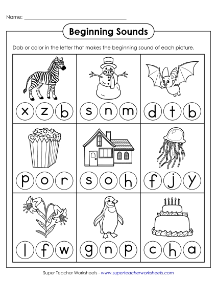 Dab the Letter Worksheets - Dab or Color Worksheet 3 (Printable PDF Worksheet)