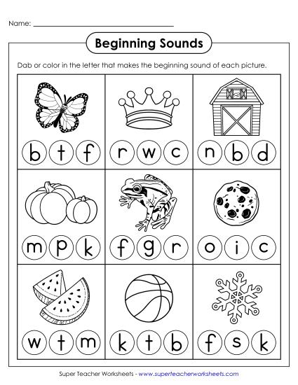 Dab the Letter Worksheets - Dab or Color Worksheet 4 (Printable PDF Worksheet)