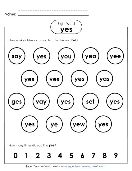 Dab or Color: Yes (Printable PDF Worksheet)