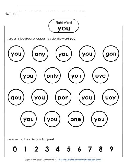 Dab or Color: You (Printable PDF Worksheet)