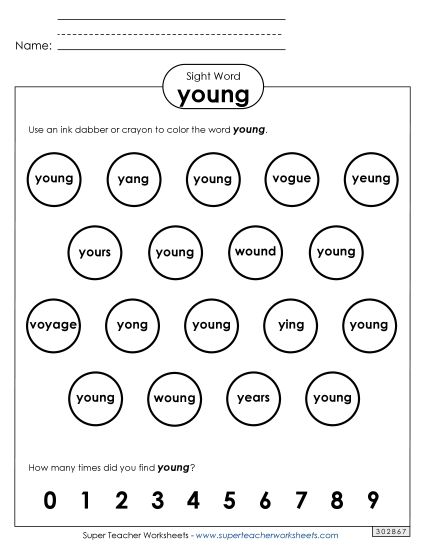 Dab or Color: Young (Printable PDF Worksheet)