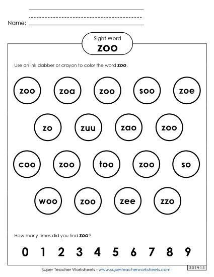 Dab or Color: Zoo (Printable PDF Worksheet)