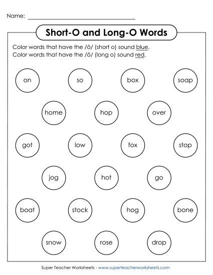 Dabber Activity: Long O and Short O (Printable PDF Worksheet)