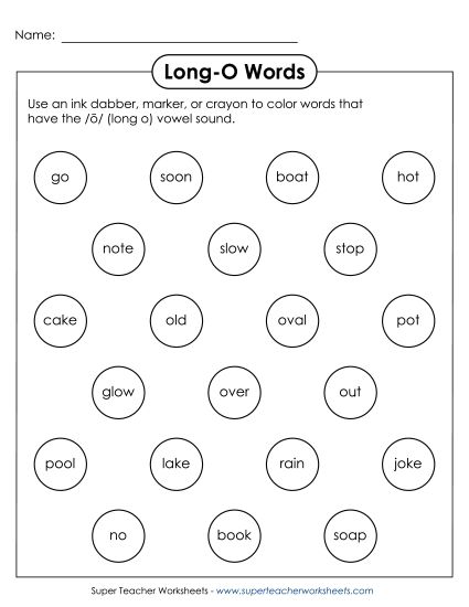 Worksheets - Dabber Activity (Printable PDF Worksheet)