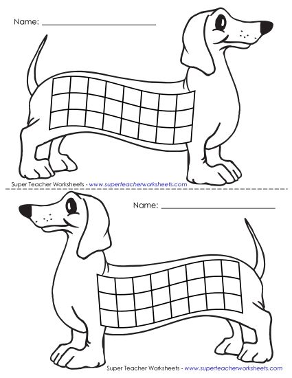 Small Charts - Dachshund Chart (Black & White) (Printable PDF Worksheet)